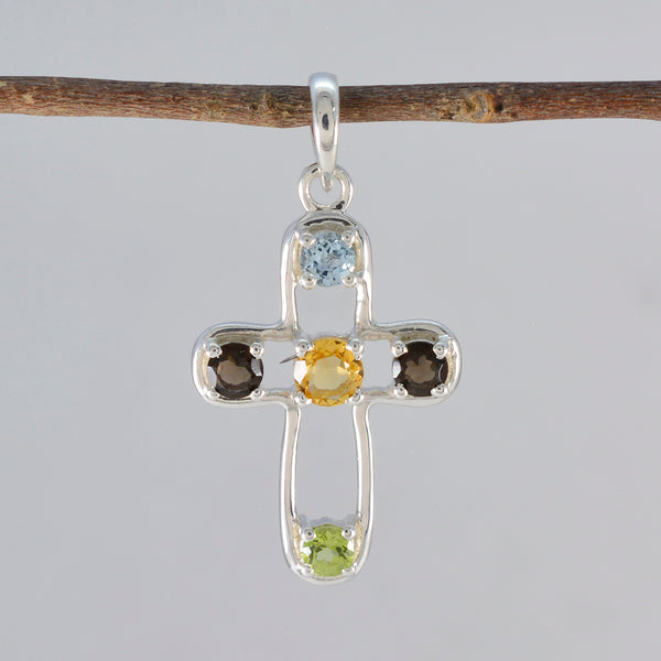 Multi Stone Dainty American 925 Silver quarter Eliza Love multicolor Pendant Jewelry