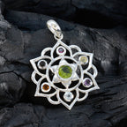 Multi Stone Classic Russian 92.5 Silver Hepta Zoey Rope-Wire multicolor Pendant Jewellery