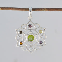 マルチストーンクラシックロシアシルバー92.5ヘプタゾーイロープワイヤーマルチカラーペンダントジュエリー