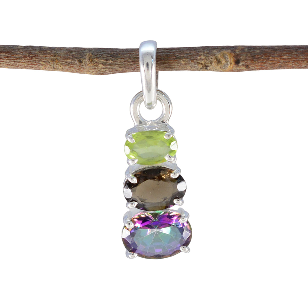 Multi Stone Minimalist Korean 925 Silver Trilogy multicolor Pendant