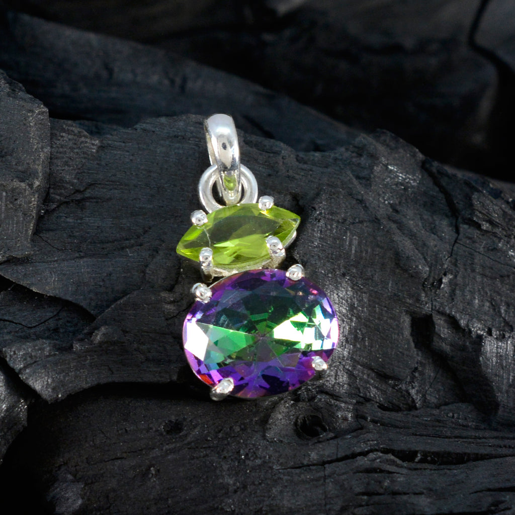 Multi Stone Delicate Egyptian 925 Silver Toi et Moi Yasmin Glamorous multicolor Pendant Jewelry