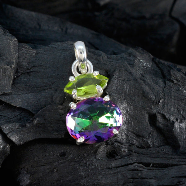Multi Stone Delicate Egyptian 925 Silver Toi et Moi Yasmin Glamorous multicolor Pendant Jewelry