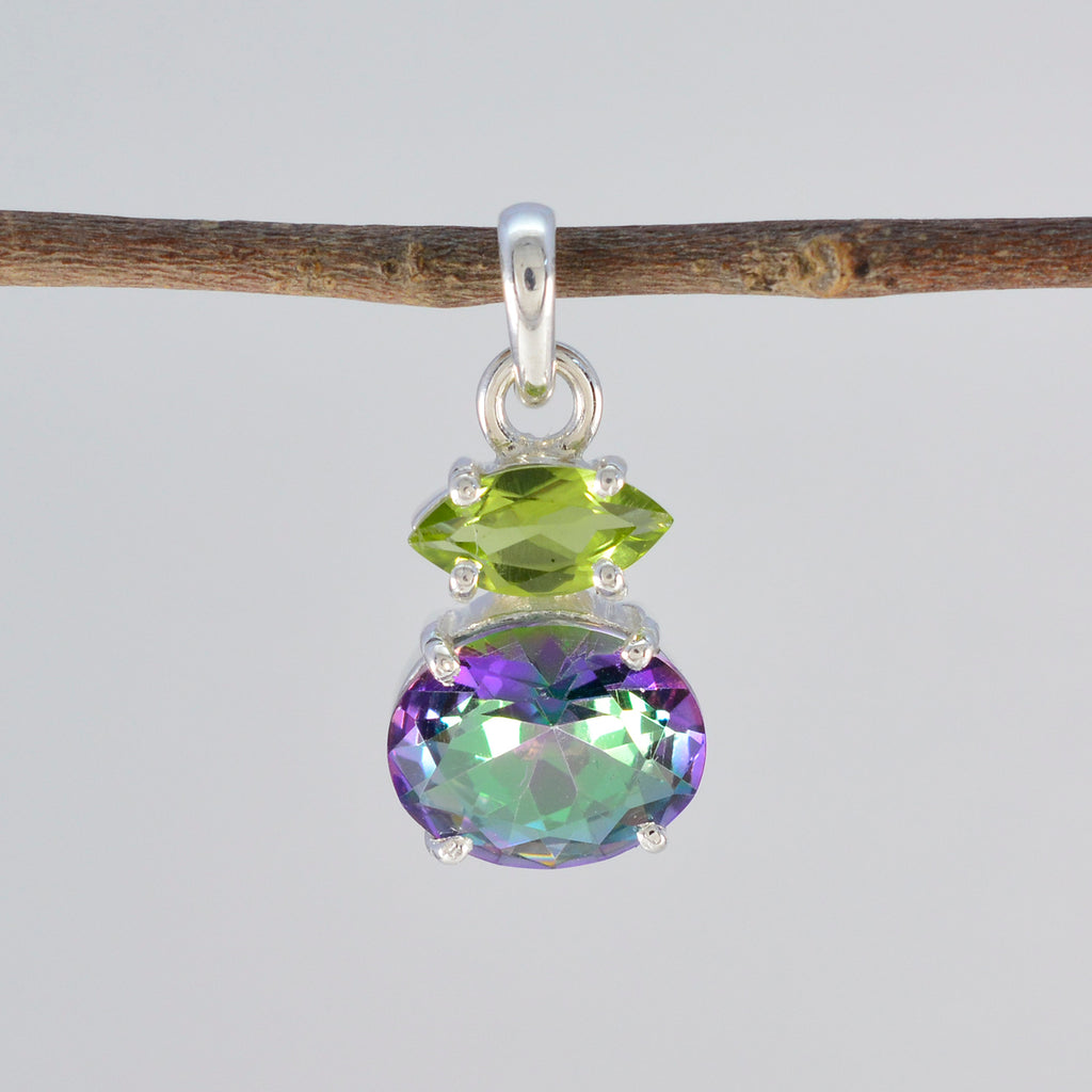 Multi Stone Delicate Egyptian 925 Silver Toi et Moi Yasmin Glamorous multicolor Pendant Jewelry