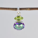 Multi Stone Delicate Egyptian 925 Silver Toi et Moi Yasmin Glamorous multicolor Pendant Jewelry