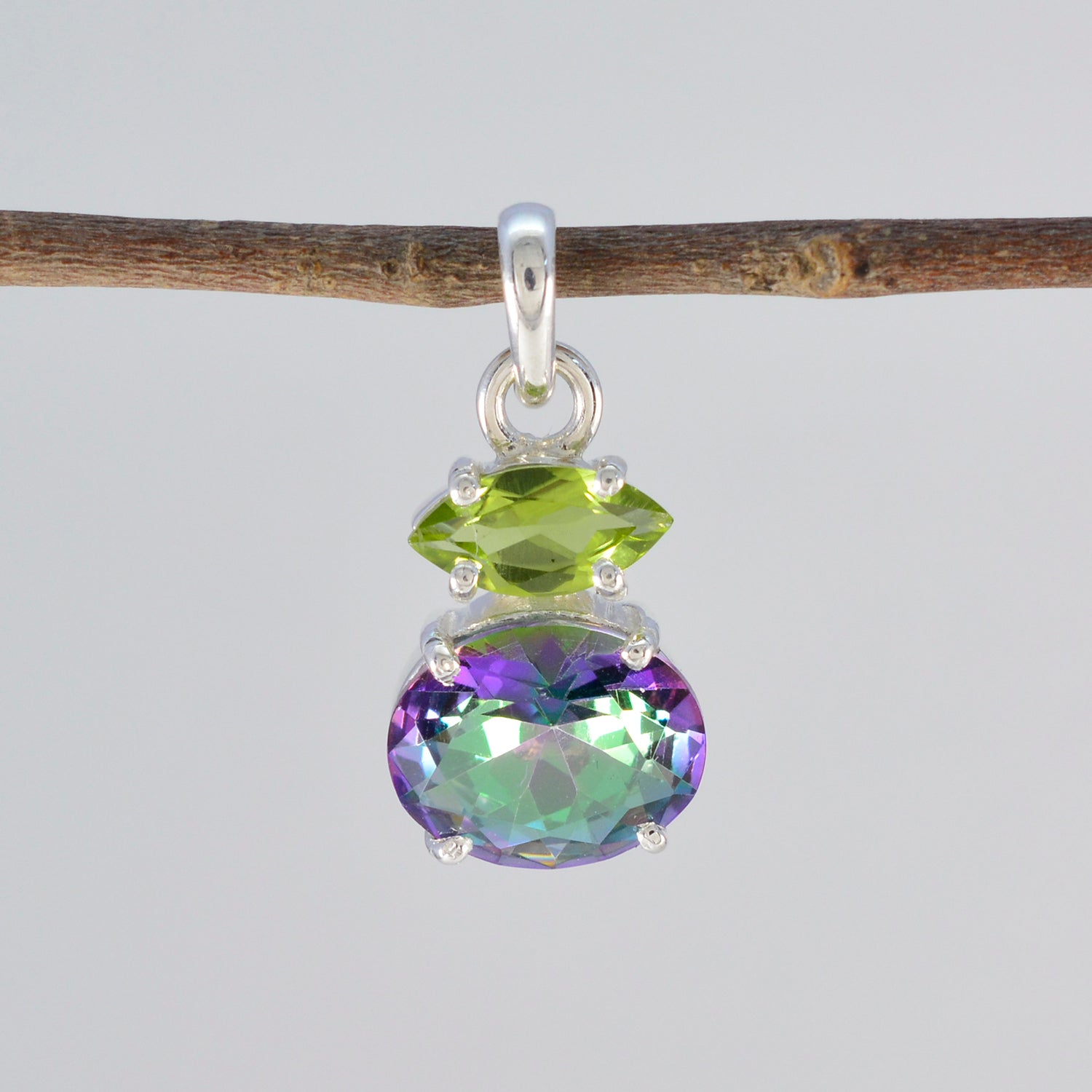 Multi Stone Delicate Egyptian 925 Silver Toi et Moi Yasmin Glamorous multicolor Pendant Jewelry