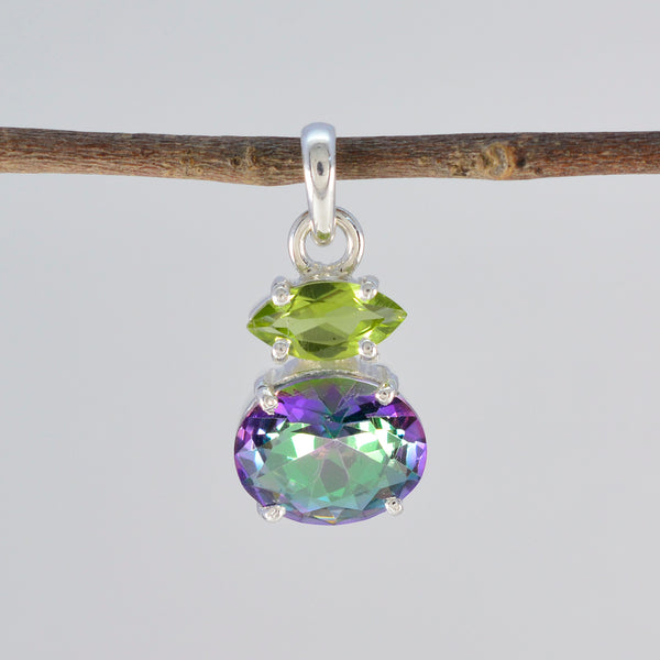 Multi Stone Delicate Egyptian 925 Silver Toi et Moi Yasmin Glamorous multicolor Pendant Jewelry