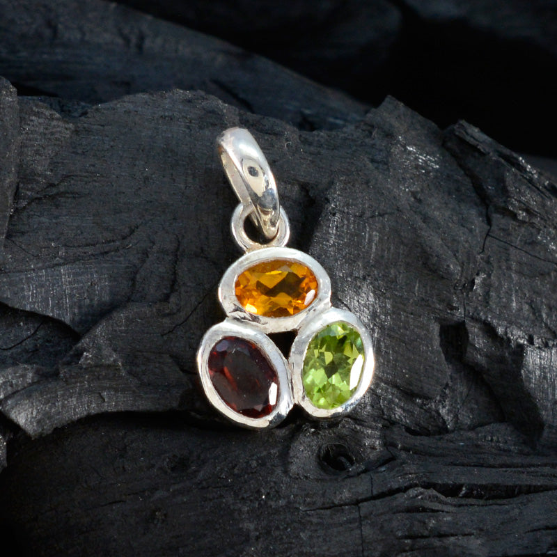 Multi Stone Elegant Korean 92.5 Silver Trilogy Ying valentine multicolor Pendant Jewellery
