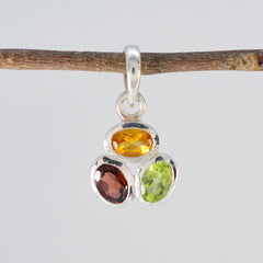 Multi Stone Elegant Korean 92.5 Silver Trilogy Ying valentine multicolor Pendant Jewellery