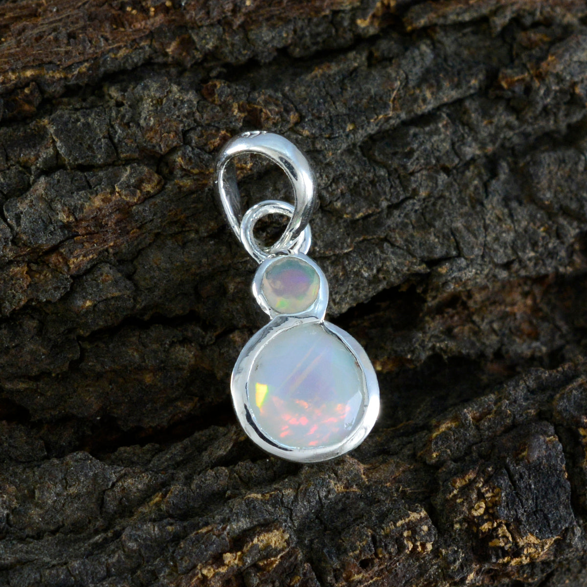 Opal Dainty Moroccan 92.5 Silver Toi et Moi Claire Feminine White Pendant Jewellery