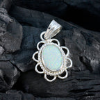 Created Opal Whisper-thin American Silver Solitaire Yasmin Rope-Wire White Pendant Jewelry