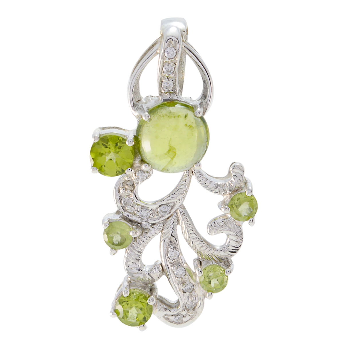 Peridot Edgy Middle Eastern Sterling Silver multiple Green Pendant