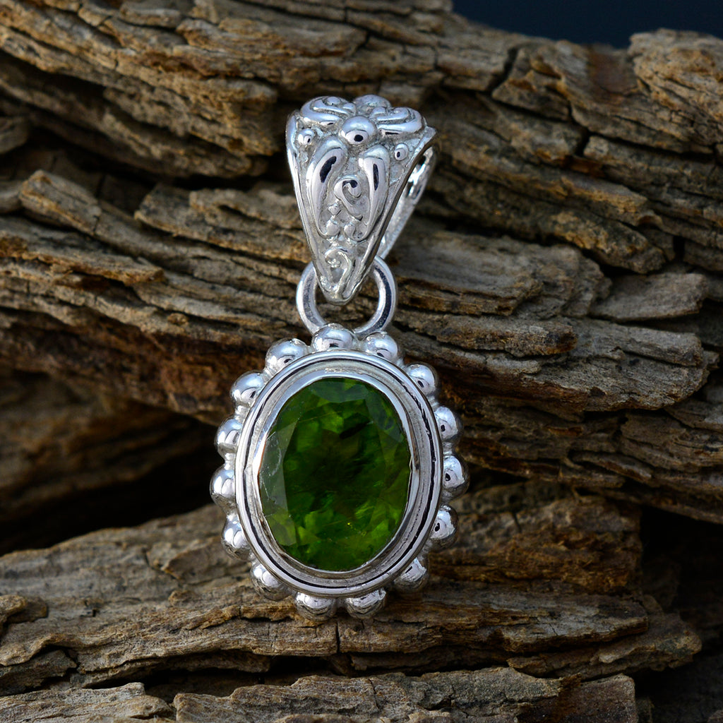 Peridot Tiny American 925 Silver Solitaire María Rope-Wire Green Pendant Jewelry