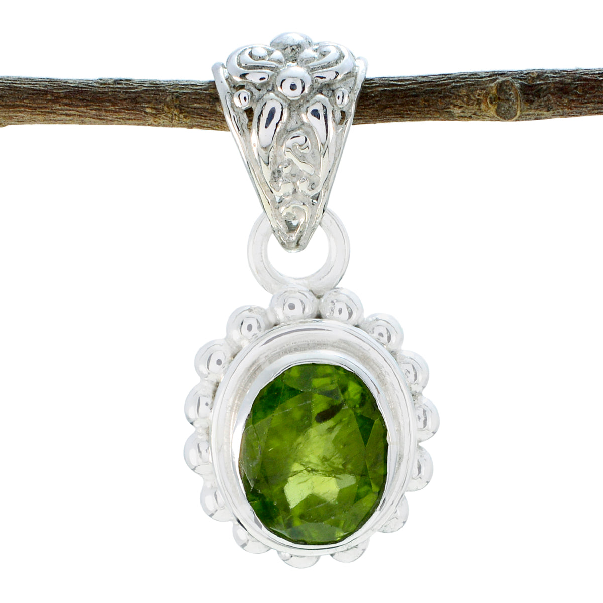 Peridot Tiny American 925 Silver Solitaire Green Pendant Main image