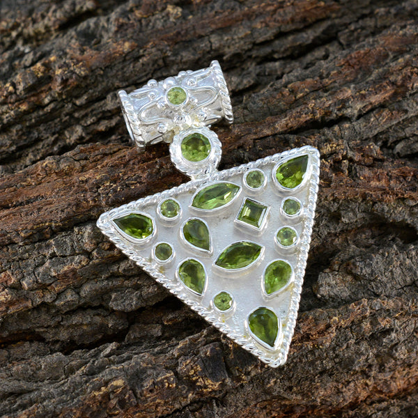 Peridot Statement Egyptian 92.5 Silver Solitaire Yasmin Rope-Wire Green Pendant Jewellery