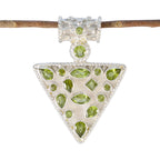 Peridot Statement Egyptian 92.5 Silver Solitaire Green Pendant