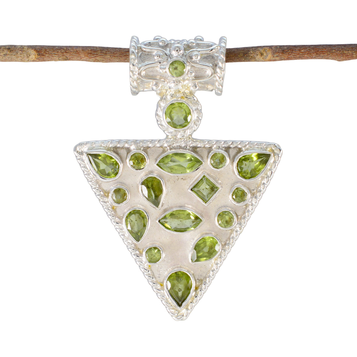 Peridot Statement Egyptian 92.5 Silver Solitaire Green Pendant