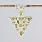 Peridot Statement Egyptian 92.5 Silver Solitaire Yasmin Rope-Wire Green Pendant Jewellery