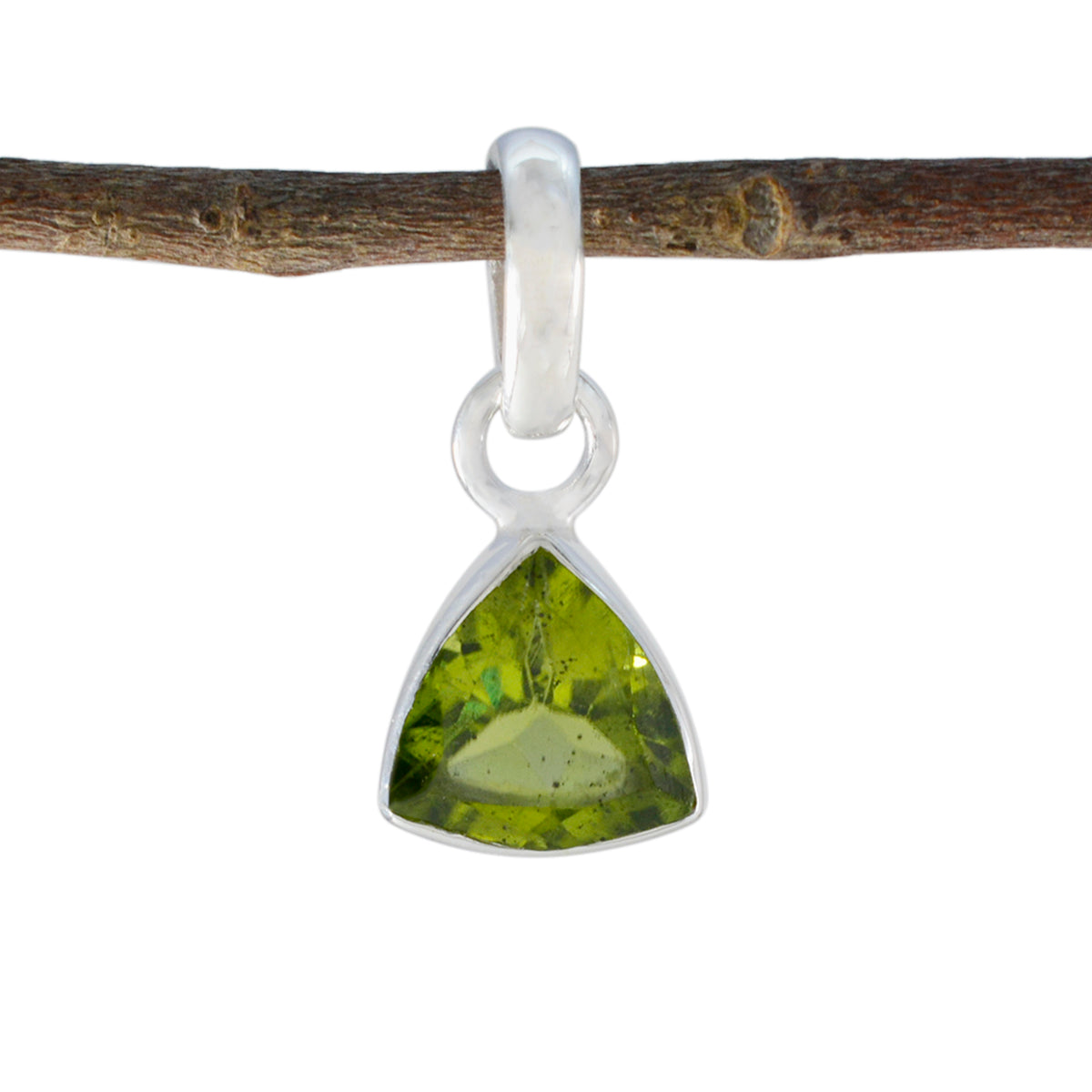 Peridot Dainty Moroccan 92.5 Silver Solitaire Green Pendant Image principale du produit