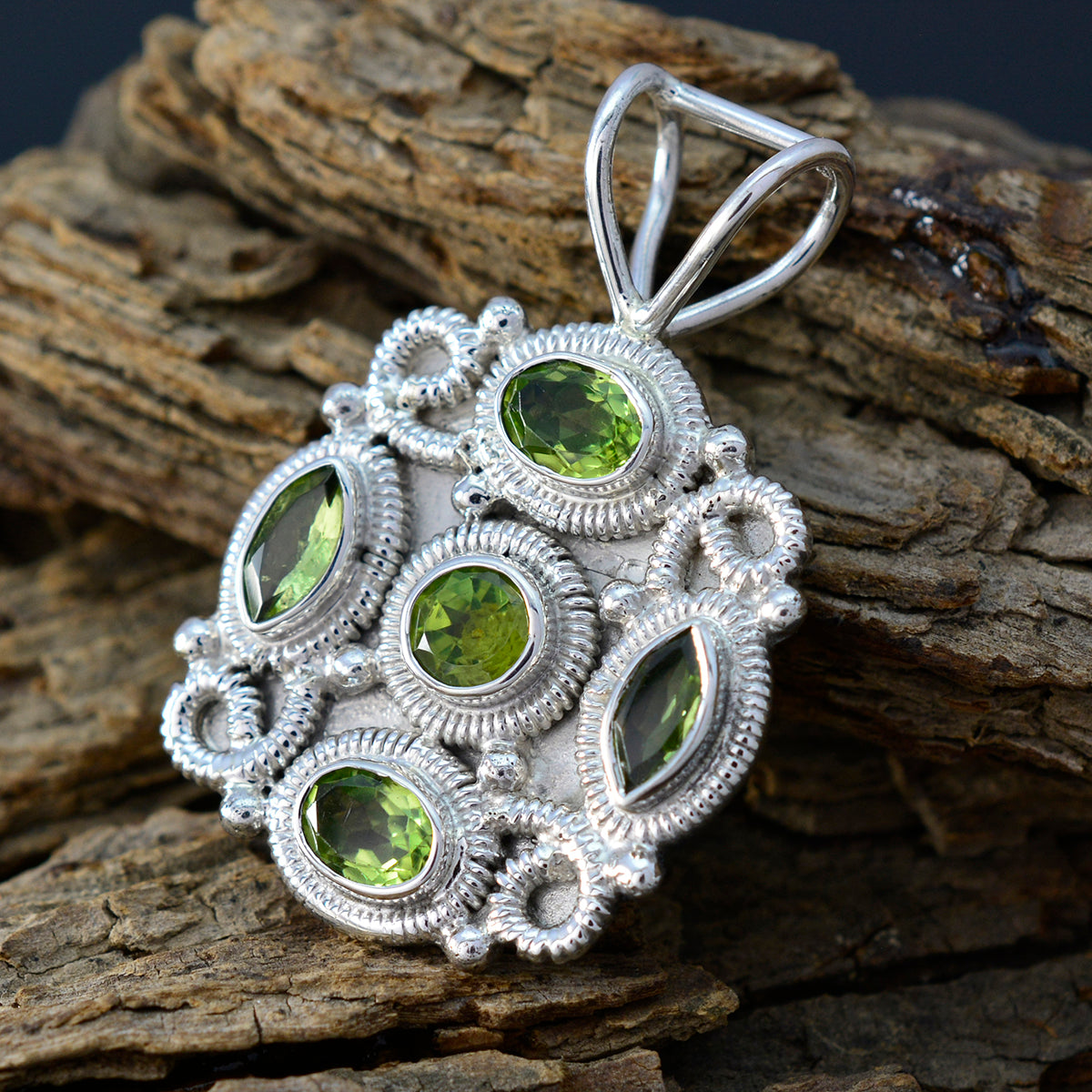 Peridot Statement American 925 Silver multiple Greta Rope-Wire Green Pendant Jewelry