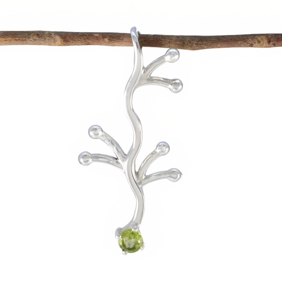 Peridot Tiny Spanish Sterling Silver Solitaire Green Pendant