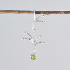 ペリドットの小さなスペイン産スターリングシルバーソリティア、アレハンドラ シグネットグリーンペンダントジュエリー