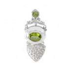 Peridot Whisper-thin French 925 Silver Solitaire Carla Abstract Green Pendant Jewelry