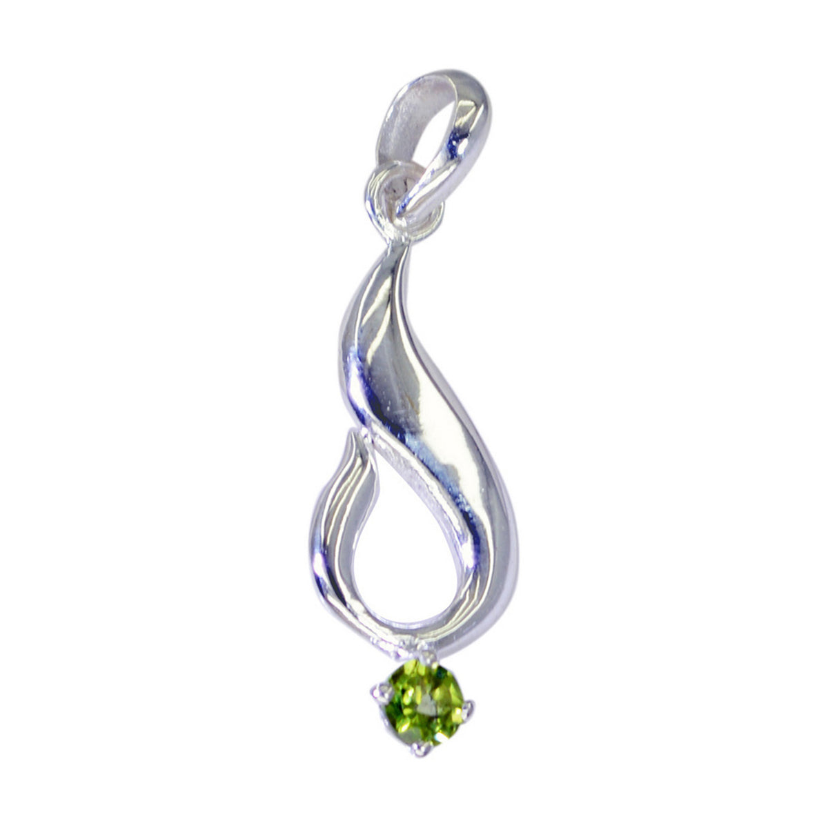 Peridot Featherlight German 92.5 Silver Solitaire Green Pendant Hoofdafbeelding