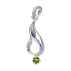 Peridot Featherlight German 92.5 Silver Solitaire Green Pendant