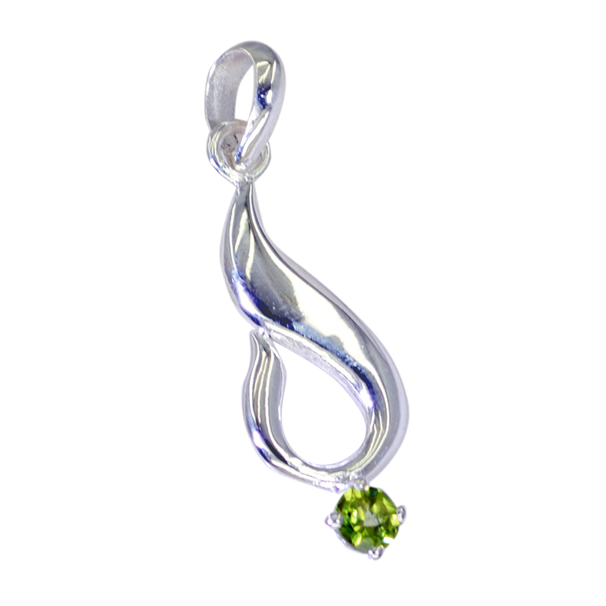 Peridot Featherlight German 92.5 Silver Solitaire Laura Bubble Green Pendant Jewellery