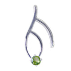 Peridot Classic French 925 Silver Solitaire Green Pendant