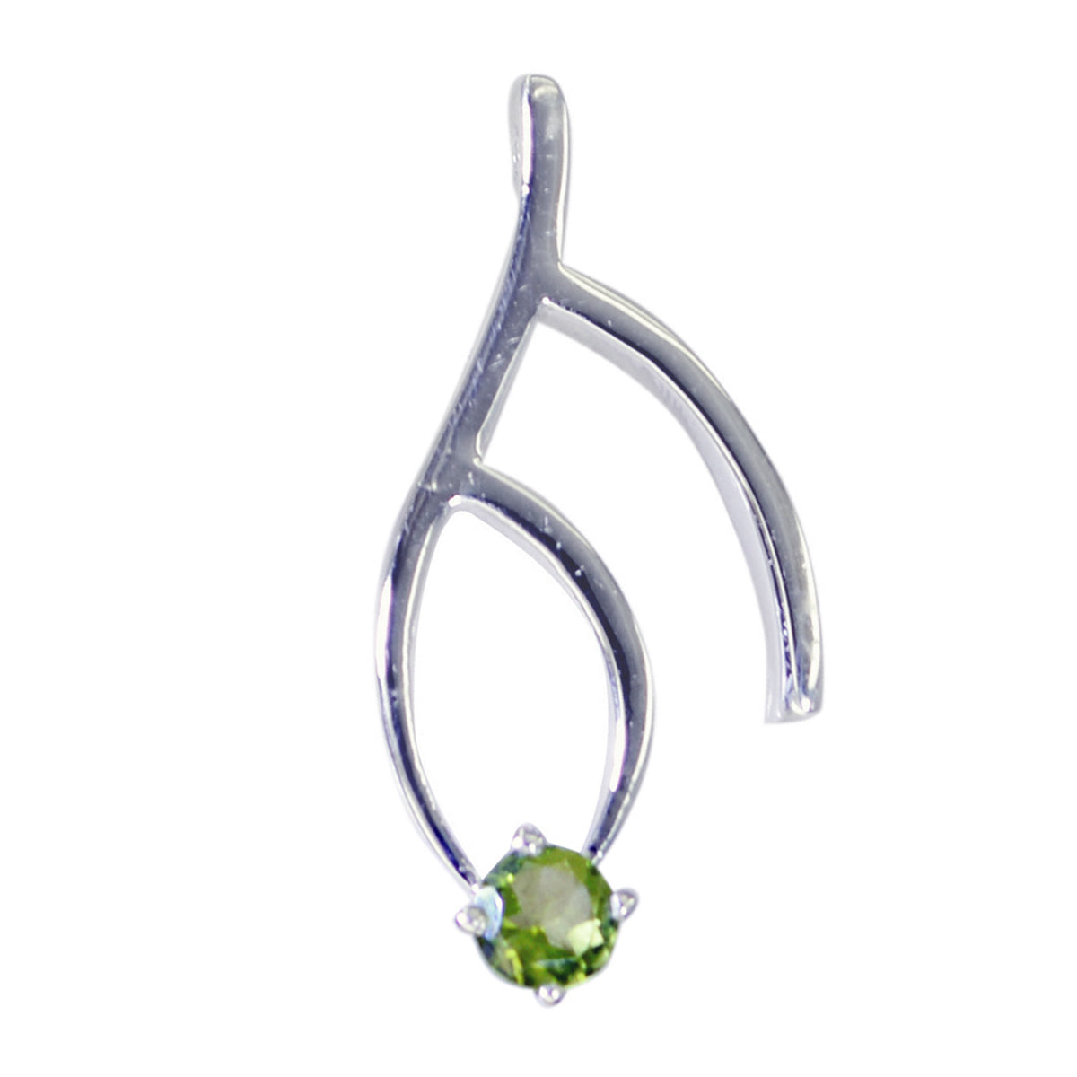 Peridot Classic French 925 Silver Solitaire Green Pendant