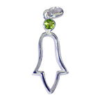 Peridot Featherlight Italian Silver Solitaire Green Pendant