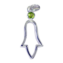 Peridot Featherlight Italian Silver Solitaire Green Pendant