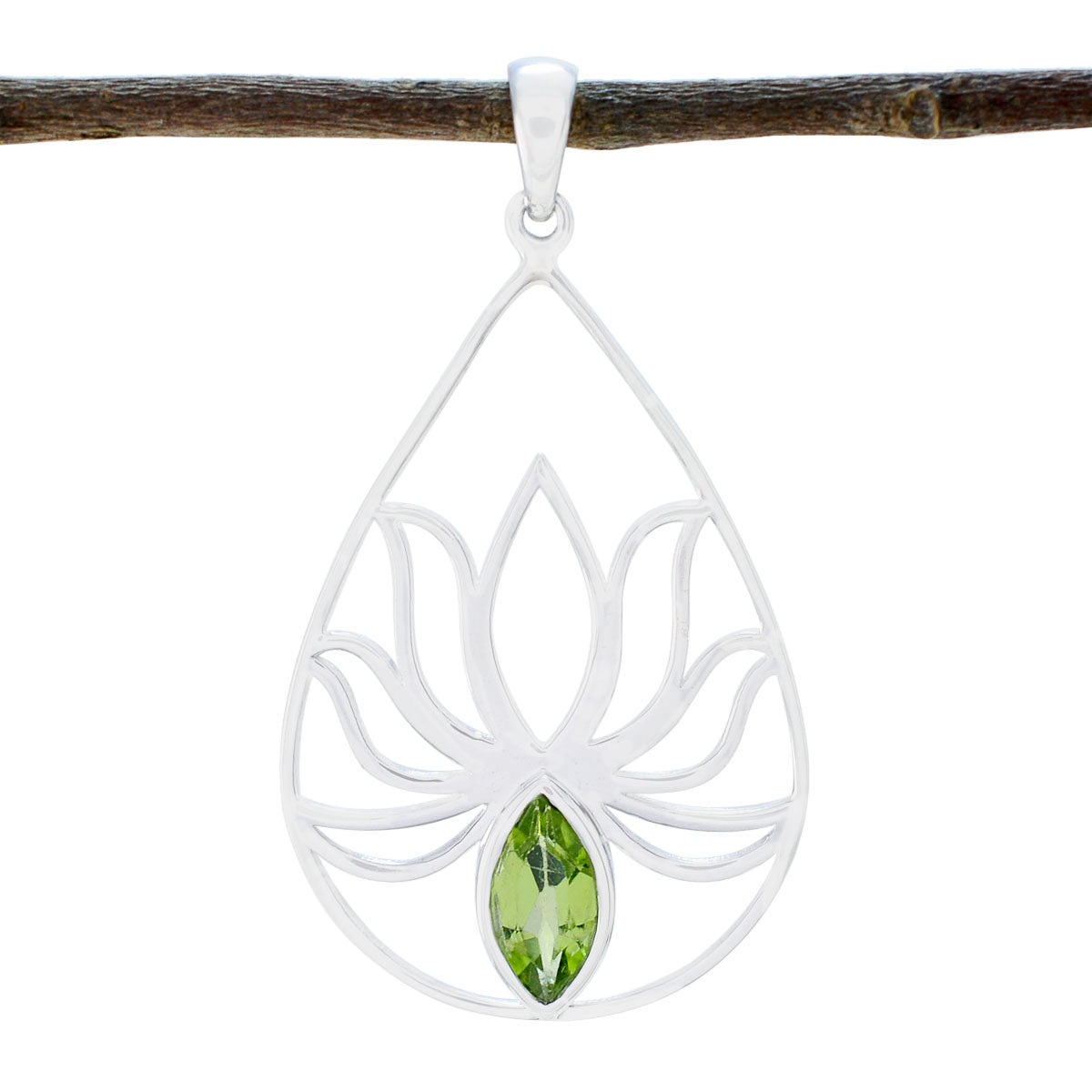 Peridot Dainty Spanish Sterling Silver Solitaire Green Pendant
