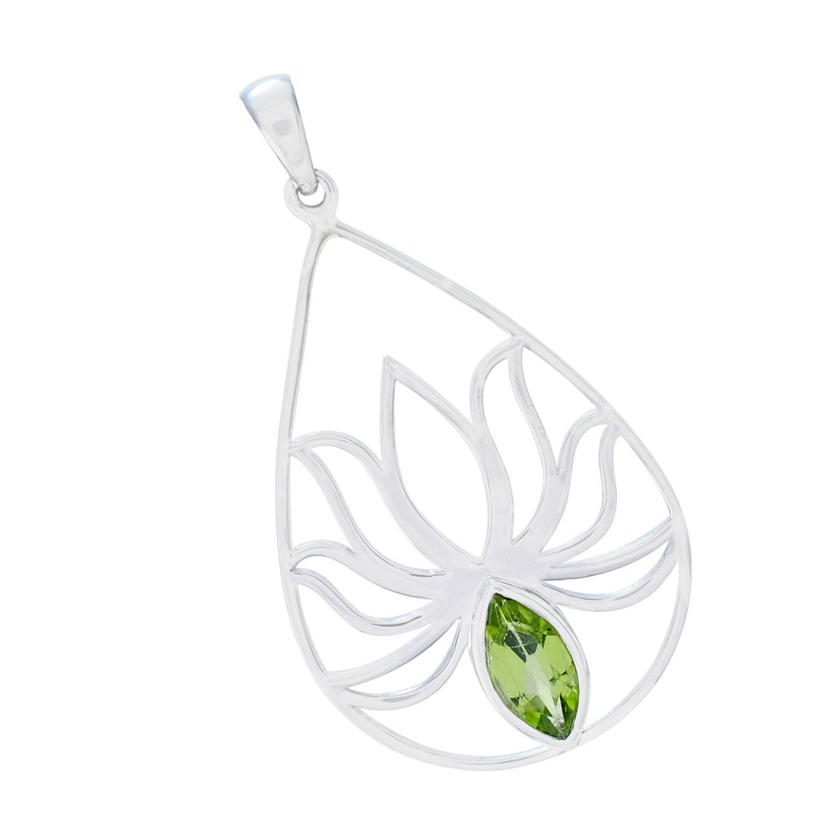 Pendentif délicat en argent sterling avec péridot et solitaire Grace, vert Image principale du produit