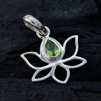 Elegante ciondolo solitario in argento 925 coreano con corda Mei in filo verde peridoto