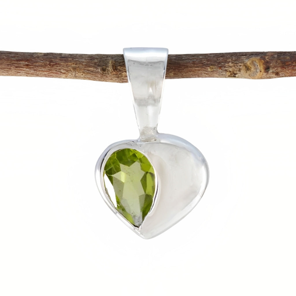 Peridot Minimalist Korean 925 Silver Solitaire Green Pendant
