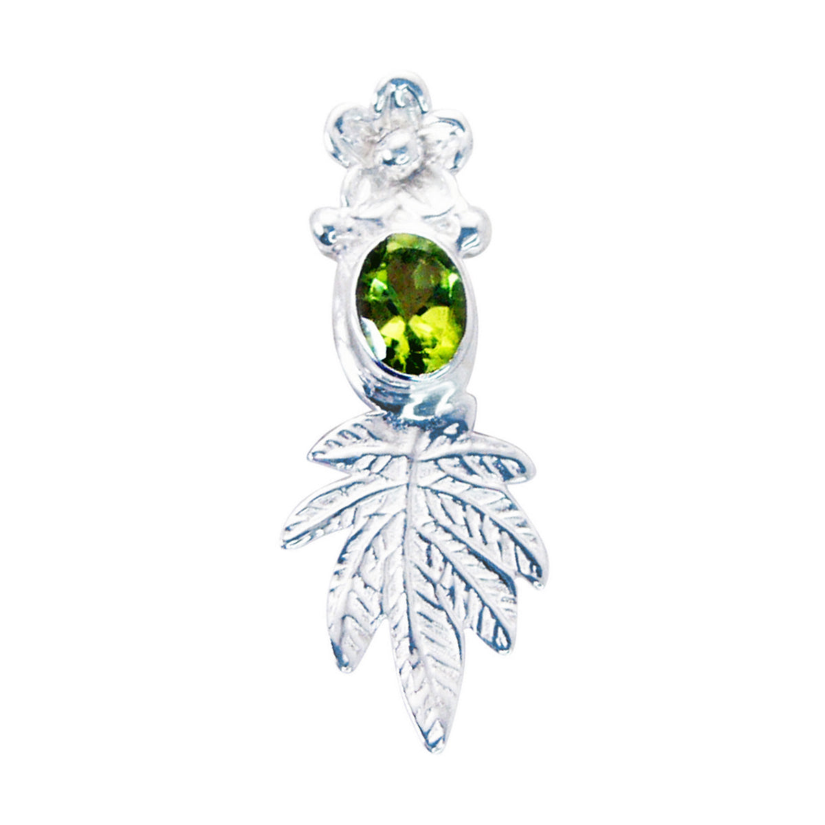 Peridot Featherlight Italian 925 Silver Solitaire Green Pendant