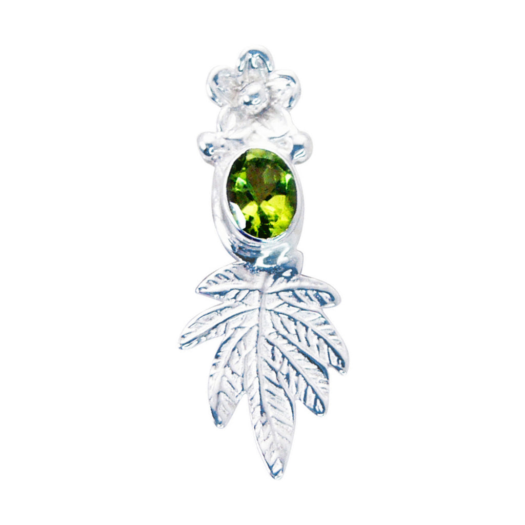 Peridot Featherlight Italian 925 Silver Solitaire Green Pendant