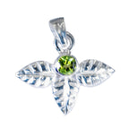 Peridot Featherlight German Sterling Silver Solitaire Green Pendant