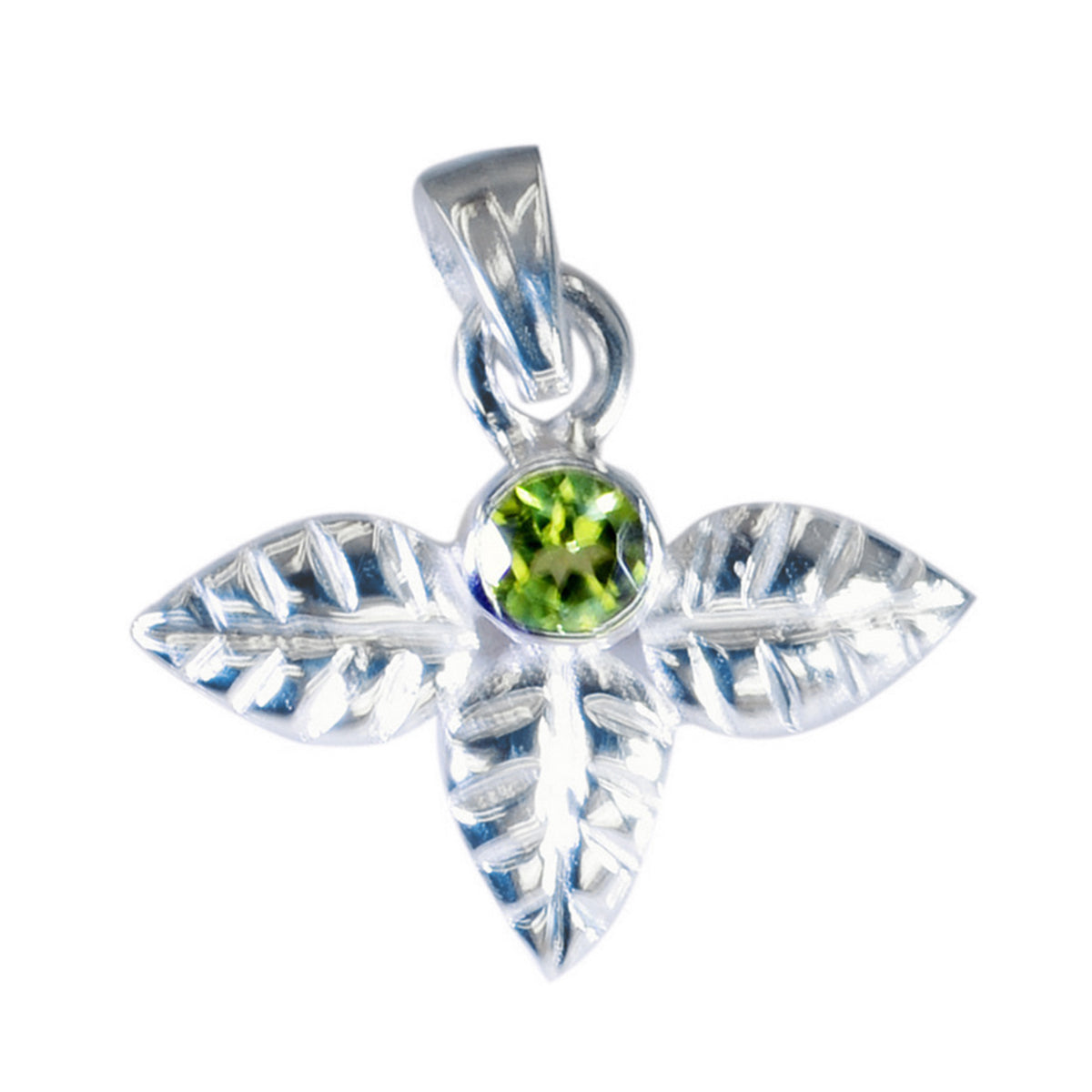 Peridot Featherlight German Sterling Silver Solitaire Green Pendant