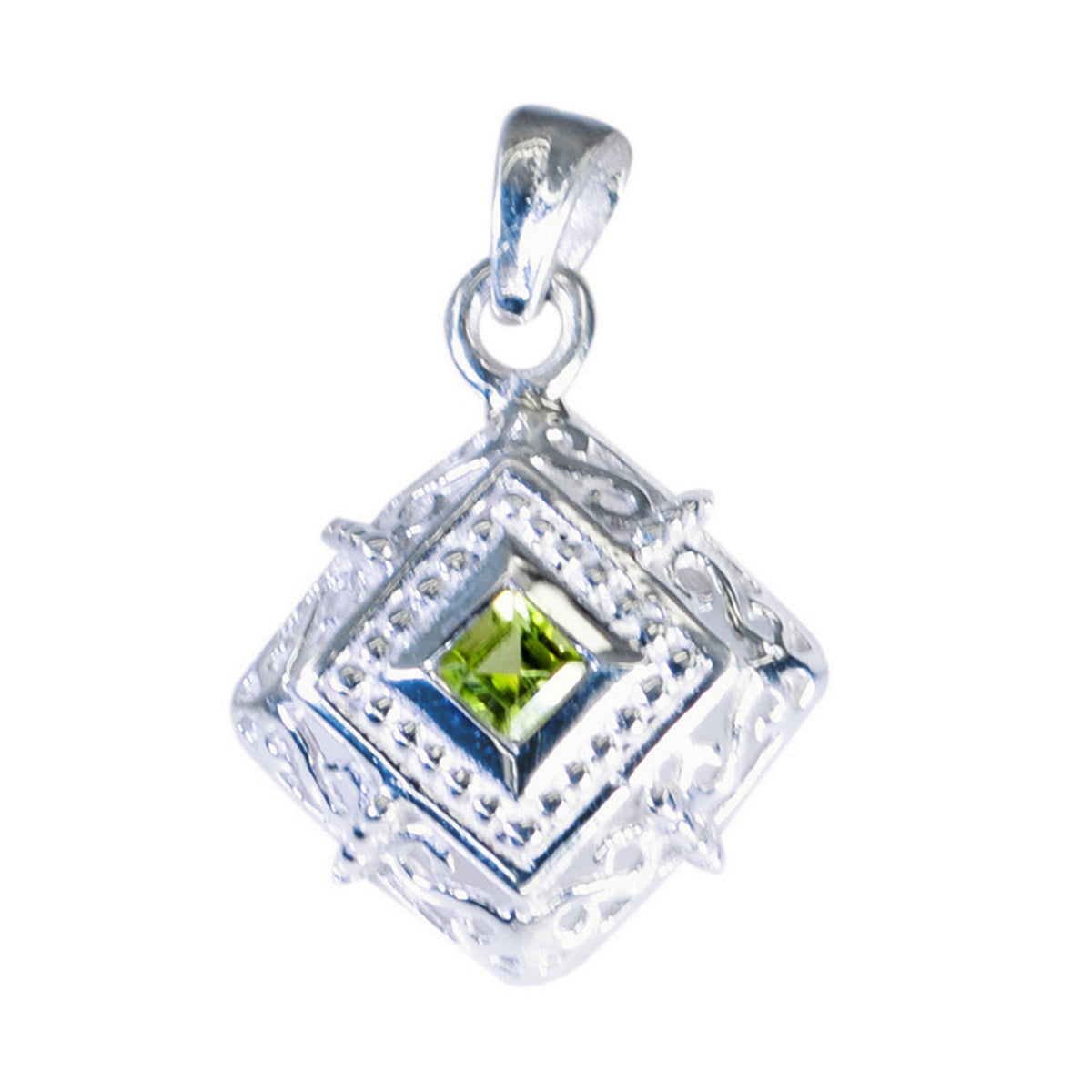 Peridot Featherlight Spanish 92.5 Silver Solitaire Green Pendant Hoofdafbeelding
