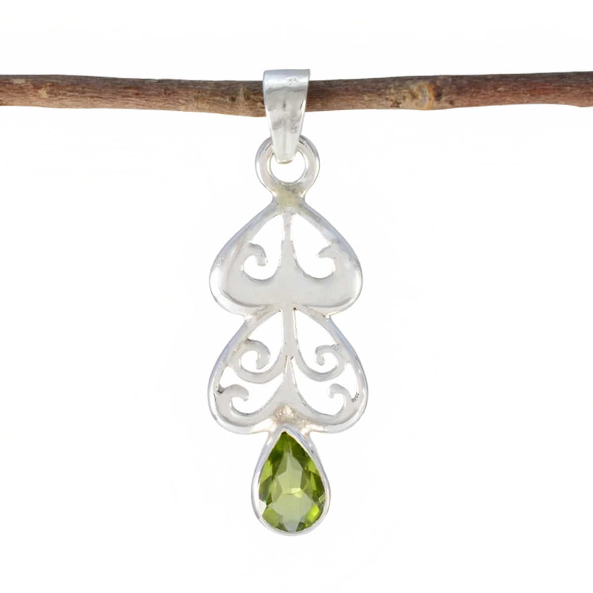 Peridot Whisper-thin French Silver Solitaire Green Pendant Main image