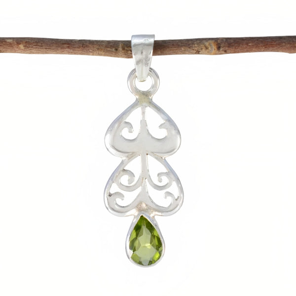 Peridot Whisper-thin French Silver Solitaire Green Pendant
