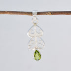 Peridot Whisper-thin French Silver Solitaire Aurora Art-Deco Green Pendant Jewelry