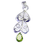 Peridot Whisper-thin French Silver Solitaire Aurora Art-Deco Green Pendant Jewelry