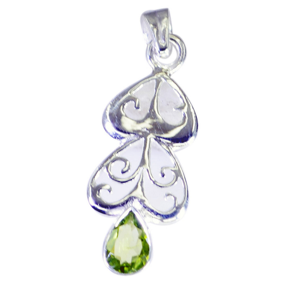 Peridot Whisper-thin French Silver Solitaire Aurora Art-Deco Green Pendant Jewelry