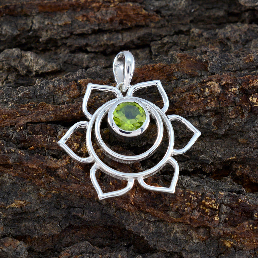 Peridot Dainty Italian 925 Silver Solitaire Isabella Rope-Wire Green Pendant Jewelry