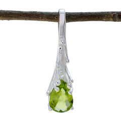 Peridot Delicate French 92.5 Silver Solitaire Green Pendant