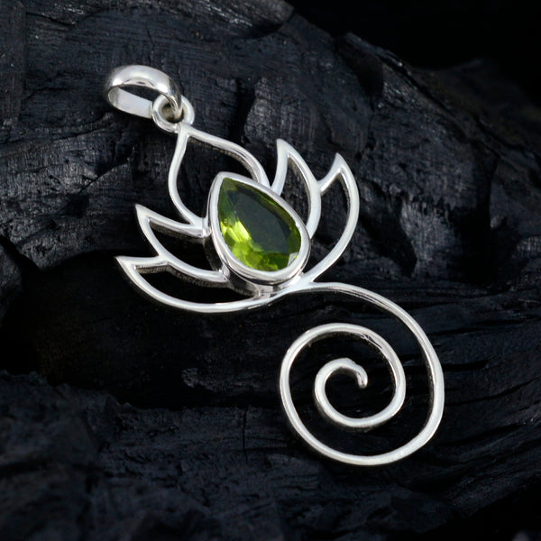 Peridot Dainty Italian Sterling Silver Solitaire Fernanda Rope-Wire Green Pendant Jewellery